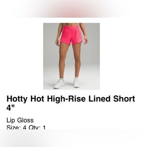 Lululemon Hotty Hot Short 4 Inch